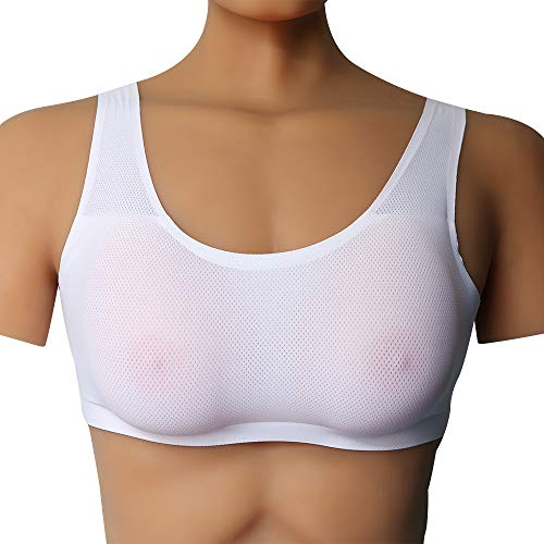 2-in-1-Silikon-Brust-Einsätze bilden Waterdrop Fake Breast Mastectomy Bras Prothetik-Set,Weiß,S/Acup