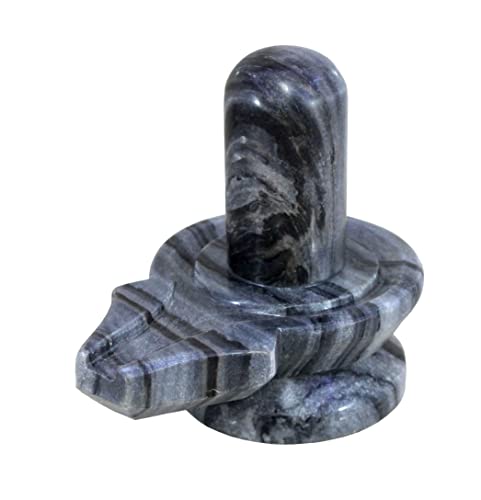 KLEO Marmor Stein Shiva Lingam Shiv Leng Idol Murti Statue (5.25 Grau)