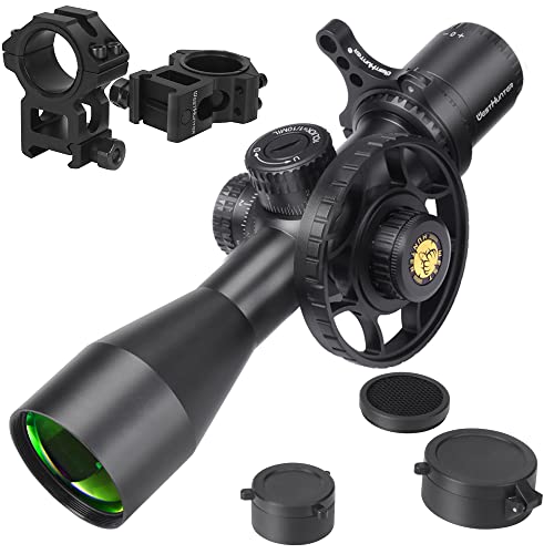 WestHunter Optics WHT 3-12X44 SFIR FFP Compact Scope, 1/10 Mil First Focal Plane Red Illumination Etched Glass Reticle, 30mm Tube Tactical Precision Scope Sight, with Picatinny Rings