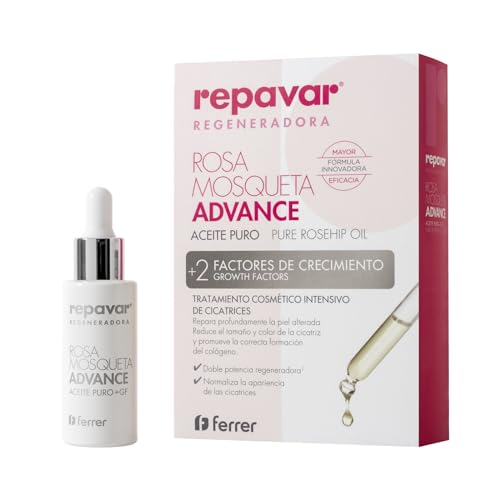 Repavar - Reines Hagebuttenöl - Mit 2 Wachstumsfaktoren - Kosmetische Intensivpflege mit Doppelter Reparaturkraft - Tropfenformat - 15 ml