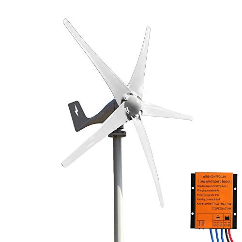 FLTXNY POWER Windkraftanlage Horizontal 600W DC 12V Windturbine Mit Mppt Laderegler Windgenerator Kit mit 5 Blätter, Für Zuhause Bauernhof Fabrik Boot Strand