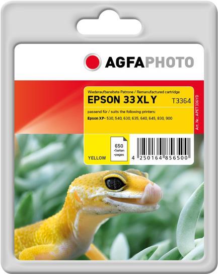 AgfaPhoto APET336YD passend für Epson Xp530 Tinte gelb Kompatibel zu C13T33644012 33XL 650 Seiten 13ml