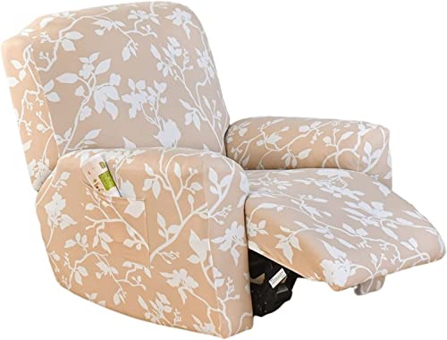 SDNAM Sesselschoner für Relaxsessel 4-Teilig Alleine Waschen mit Seitentasche,Fernsehsessel Bezug Separat Gereinigt Stretch Husse Relaxsessel Sesselbezug (Color : #39)
