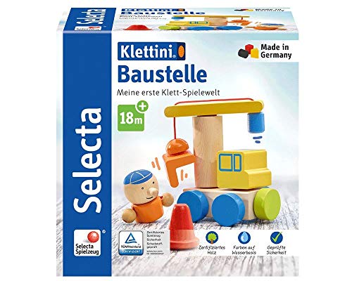 Selecta 62075 Klettini, Baustelle, Klett-Stapelspielzeug, 8 Teile, bunt