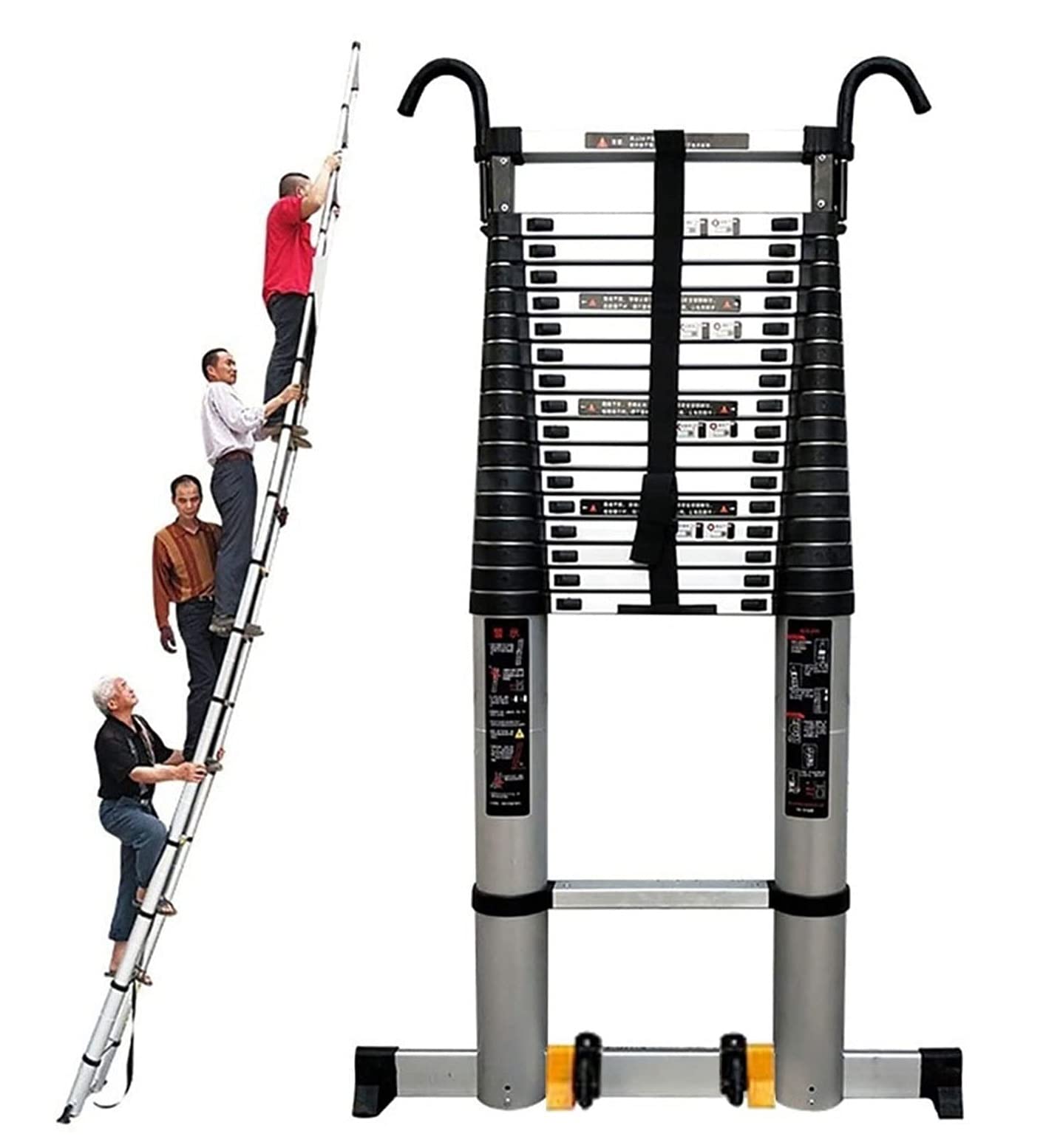 XHP Hohe Teleskopleiter 8m 7m Aluminium Teleskopauszug zusammenklappbare Leiter mit Stabilisator Bar ausziehen kompakte Lange gerade Leiter für Haushalt Arbeit Klettern (Size : 7m/23ft)