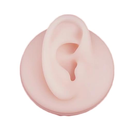 Künstliches menschliches Ohrmodell – Silikon-Ohrmodell mit Ständer – für Akupunktur, Ohrstecker, Ohrstecker, Kopfhörer, Bluetooth-Headset, Display-Requisiten (rechts, rosa)