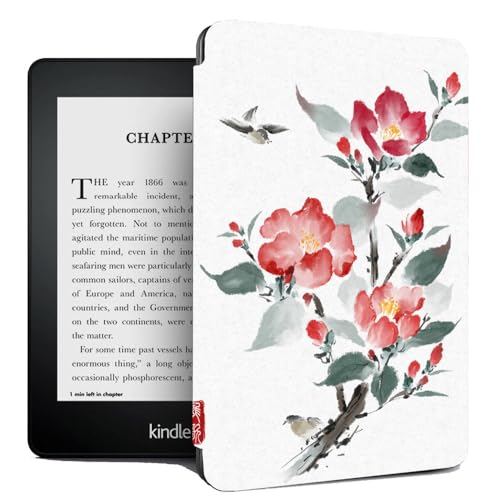 Hülle Für Kindle Paperwhite 10. Generation / 10. Generation 2018 – Schlanke, Leichte Smart-Cover-Hülle Mit Auto-Sleep-Wake-Kompatibel – Chinesische Malerei Mit Blumen Und Vögeln