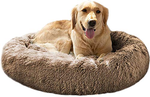 Weiches Komfort-Hundebett aus Plüsch, rund, Donut-Katzenbett, waschbar, orthopädisches Haustier-Schlafkorb für mittelgroße, große und extragroße Hunde