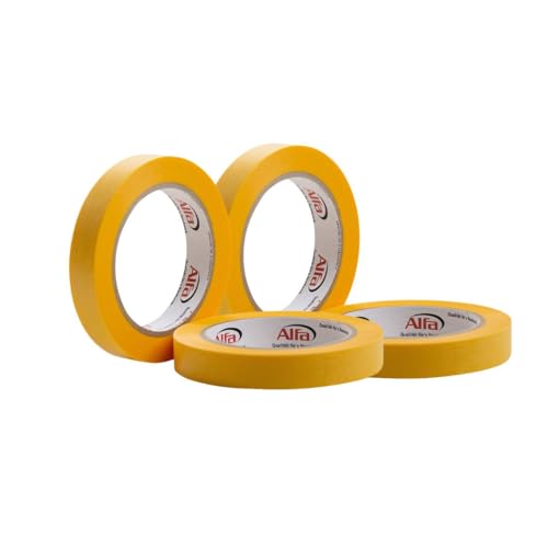 Alfa 4x FineLine GOLD Washi Tape 18 mm x 50 m Profi-Qualität dünnes imprägniertes japanisches Reispapierband PREMIUM-Klebeband