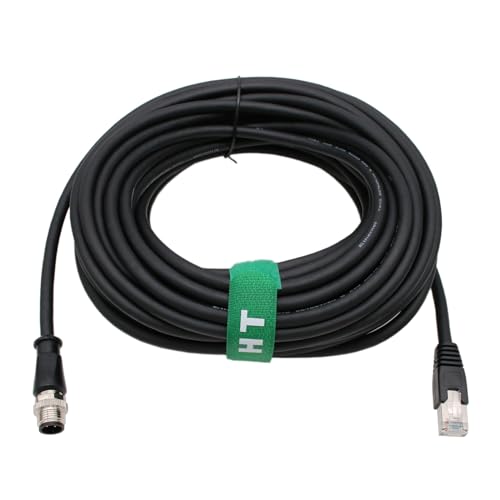 HangTon Ethernet-Kabel M12 D-Code 4-polig auf RJ45 Netzwerkkabel für Feldbus Cognex Sick Sensor Automatisierung Anwendung 10 m High Flex Geschirmt Wasserdicht