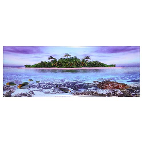 Oyunngs Aquarium Hintergrundbild für Aquarium, 3D-Effekt Coconut Tree Beach Poster, Unterwasser Wandtattoo Dekoration PVC Kleber Aufkleber(122 * 46cm)