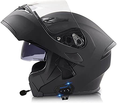 Motorradhelm Herren Mit Bluetooth Klapphelm Integralhelm Fullface Helm Motorrad,DOT/ECE Zertifiziert Rollerhelm Sturzhelm Mit Doppelvisier Sonnenblende Für Damen Erwachsene
