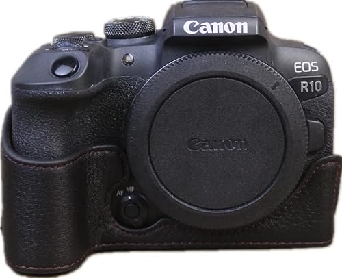 Zakao Kameratasche für Canon EOS R10, aus echtem Leder, mit Öffnung von unten, mit Handschlaufe, Schwarz , Modern