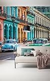 Komar Vlies Fototapete CUBA | 300 x 250 cm | Tapete, Wand Dekoration, Kuba, Autos, Oldtimer, Urlaub, Reisen, Schlafzimmer, Wohnzimmer | 168-DV3