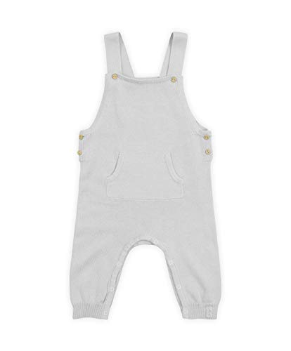 Jollein - Baby Latzhose Pretty Knit Soft Grey Größe 50/56 - Trägerhose aus 100% natürlicher Bio-Baumwolle - Strick Overall für Neugeborene - Design in Grau für Mädchen und Jungen (Unisex)