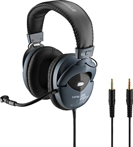 JTS HPM-535 Professioneller Stereo-Kopfhörer mit Elektret-Bügelmikrofon, Schwarz