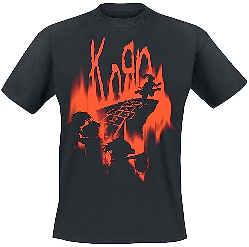 Korn Hopscotch Flame Männer T-Shirt schwarz XXL 100% Baumwolle Band-Merch, Bands
