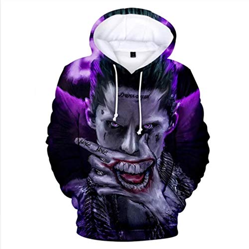 3D Print Joker und Harley Quinn Hoodies Classic Jared Leto und Margot Robbie Männer/Frauen Hoodie Sweatshirt Hip Hop Jungenbekleidung-Silver_XXXL
