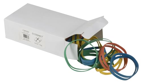 Q Connect Gummibänder / X-Band, 100 gm, 11 mm, verschiedene Farben, 100 Stück 50 x 11 mm