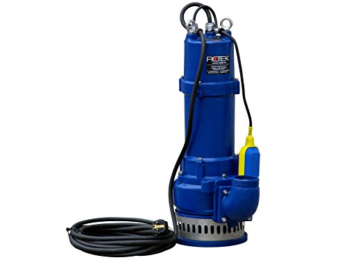 Rotek 1,5kW / 230V elektrische Schmutzwasser Tauchpumpe mit Schneidwerk, Stahlgehäuse und Saugkorb