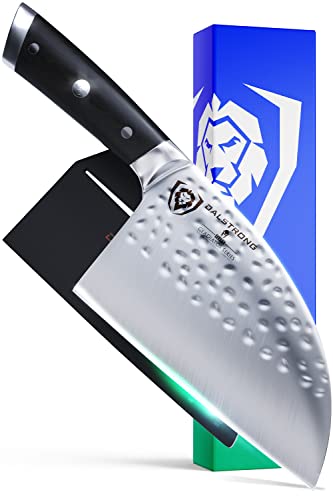 DALSTRONG Serbian Chef Knife - 7.5" - Meat Cleaver - Gladiator Series - German HC Steel - Hammered Blade Finish - G10 Handle - w/Sheath - NSF Certified