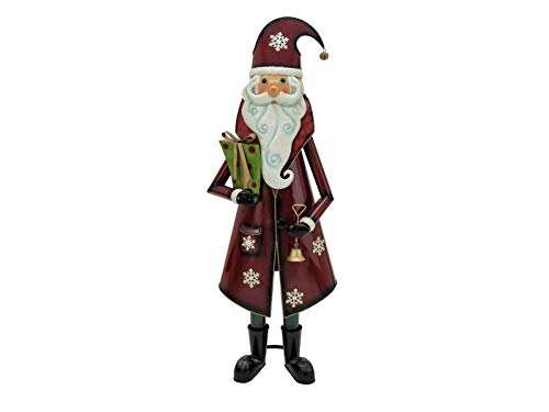 EUROPALMS Nikolaus, Metall, 150cm, rot | In Handarbeit hergestellte Santa-Claus-Figur aus Metall, mit Geschenk und Glocke, farbig lackiert
