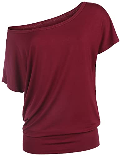 RED by EMP Damen Bordeaux-rotes lockeres Basic T-Shirt 3XL