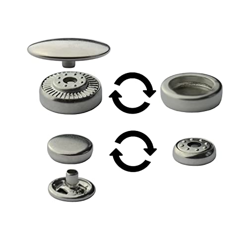17 mm Ringverschluss Druckknöpfe Ringfederverschluss der neuen Generation, inklusive Werkzeug Snaps Buttons Metallknöpfe rostfreie Knöpfe (20 Stück)