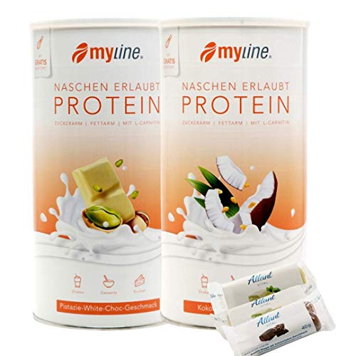 Myline Doppelpack Protein Eiweißshake + 3 Proteinriegel (Pistazie- Kokos)
