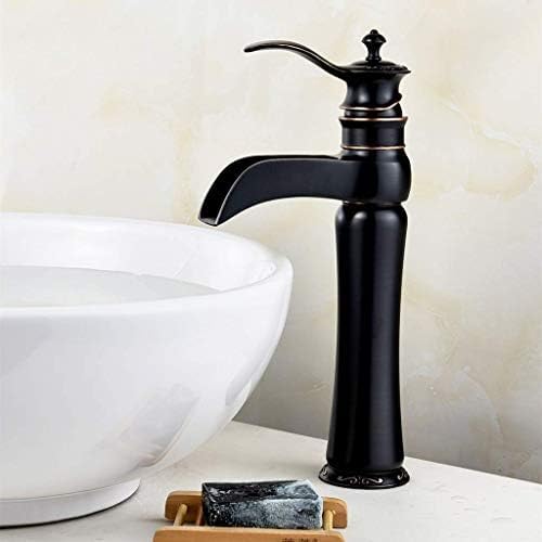 Schwarzer Wasserfall-Einhand-Badezimmer-Waschtischarmaturen, Kalt-heißer Mischer-Waschbecken, Bleifreier Wasserhahn (Farbe: A) Fengong (Farbe: A),A