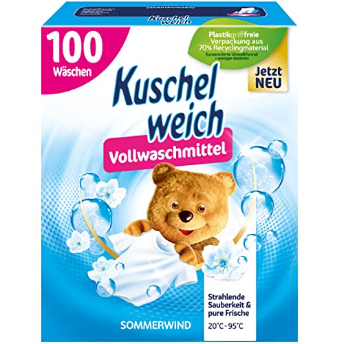 Kuschelweich Vollwaschmittel Sommerwind (XXL: 100 WL) – hochwirksames Waschmittel Pulver für weiße Wäsche – Waschpulver Großpackung (5,5 kg) für 100 Wäschen