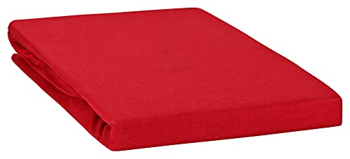 Moon-Classic Topper Spannbettlaken Spannbetttuch 120x200 - 120x220 cm Jersey aus 100% Baumwolle (Rot)