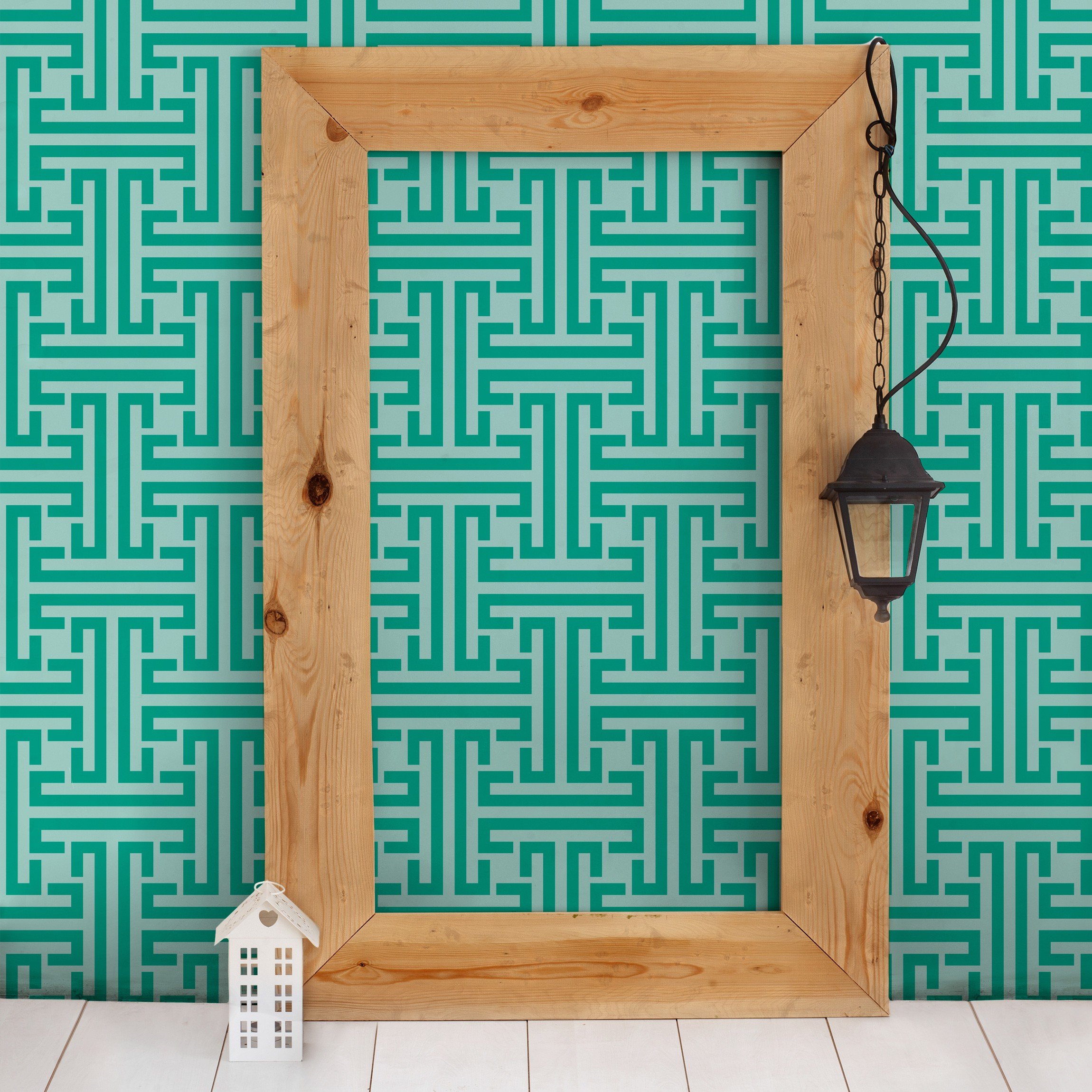 Apalis Vliestapeten Dekoratives Labyrinth Mustertapete Breit | Vlies Tapete Wandtapete Wandbild Foto 3D Fototapete für Schlafzimmer Wohnzimmer Küche | blau, 98178
