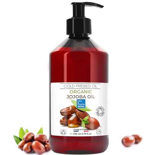 Jojobaöl Bio kaltgepresst: Reinigungsöl Gesicht, Haut Haare Nägel Gesichtsöl Körperöl Anti-Aging Anti-Falten Massageöl Naturlich Kosmetik, Bart- und Haaröl - 250 ml