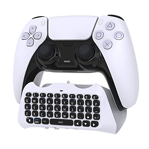 Auarte Gaming Tastatur Kabellos Kompatibel mit PS5 Wireless Controller, Mini Bluetooth Tastatur mit Lautsprecher und 3,5mm Headset Audio Buchse, 47 Tasten Kleine Chatpad Kompatibel mit Playstation 5