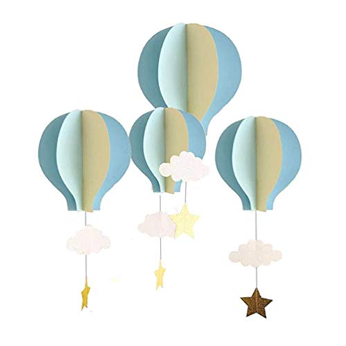 Tomaibaby 4 Stück Luftballons aus Papier Anhänger Wolken Sterne hängende Ornamente für Dekoration Schule Mutterschaft Party, blau