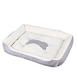 LICHOO Hundebett, Katzenbett, Plüsch-Haustierbett, weiches und bequemes waschbares Bett für Katzen und Hunde, geeignet für alle Arten von Haustieren (60×45×15cm,Graubeige)
