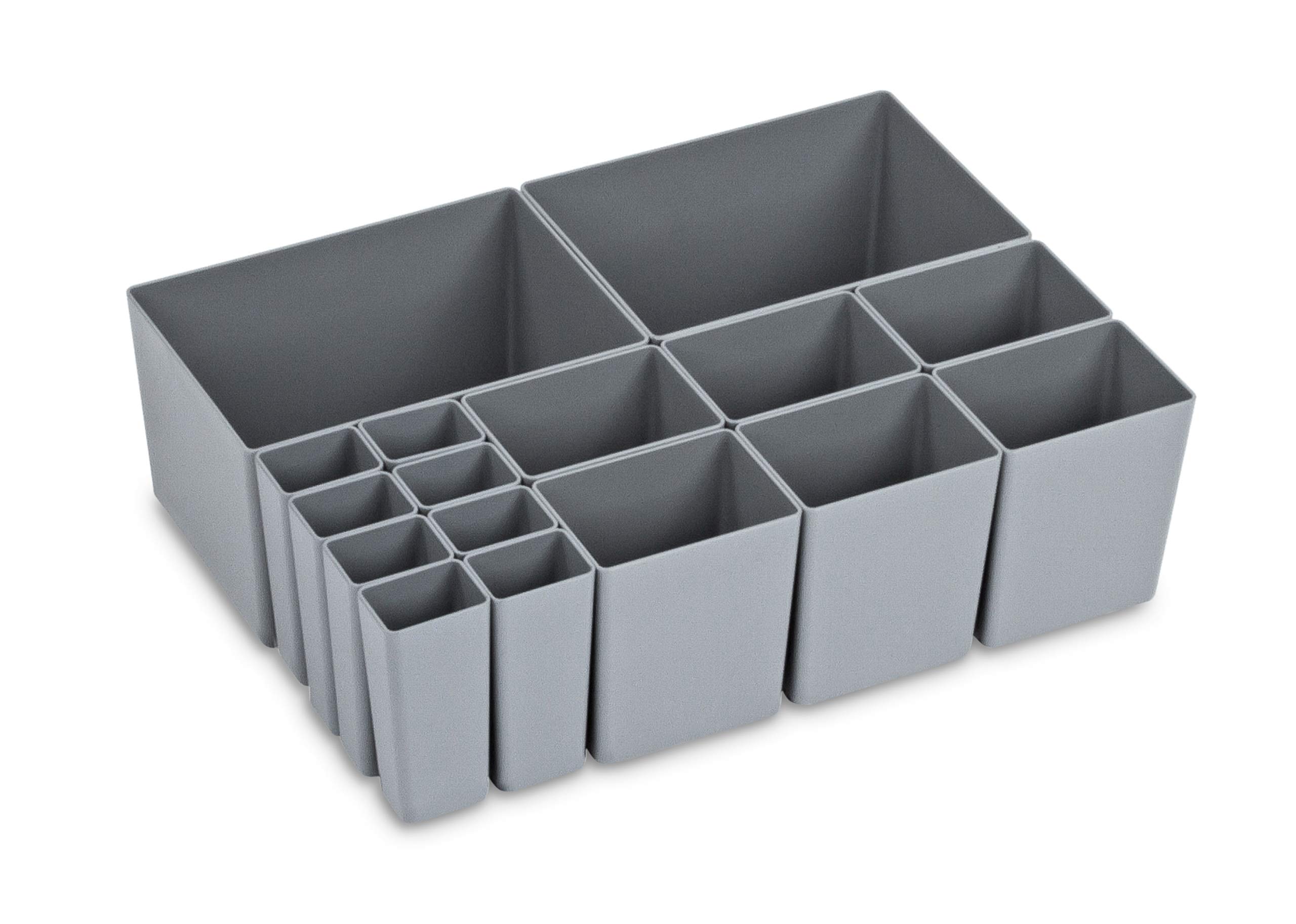 aidB NextGen Einsatzkasten Set "2+6+8 Kästen", 400 x 300 x 120 mm, ideal als Einsatz für Schubladen und NextGen Euroboxen Grau