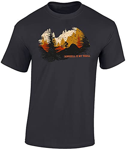 Fahrrad T-Shirt Herren : Downhill is My Thrill - Sport Tshirts Herren - Moutainbike Shirt (3XL)