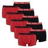 PUMA 10 er Pack Short Boxer Boxershorts Men Pant Unterwäsche kurz 100000884, Farbe:002 - Red/Black, Bekleidungsgröße:L