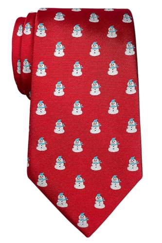 Retreez Herren Gewebte Weihnachten Krawatte Schneemann 8 cm - rot,