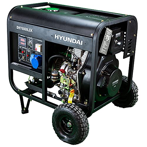 Hyundai HY-DHY6000LEK Générateur Diesel, 14 litres, noir/argent