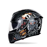 MOTUO Motorradhelm Integralhelm Damen Herren Roller Helm mit Doppelvisier Sonnenblende, ABS Schale, ECE Zertifiziert,Clear,XL