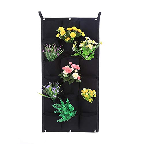 Pflanzbeutel, vertikale Filztasche für Gartenpflanzen, Pflanzgefäß, Wandbehang für Garten, Balkon, Heimdekoration, Begrünungsprojekt (18 Taschen, 100 × 50 cm)