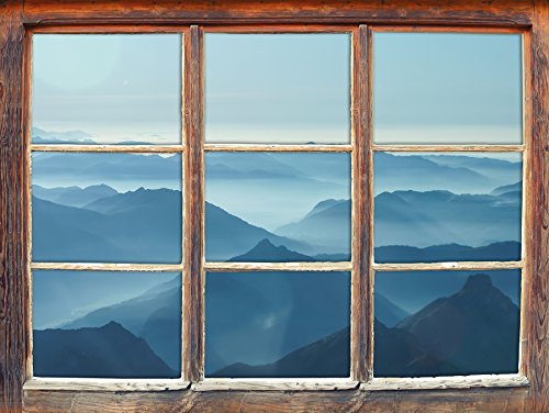 Stil.Zeit Möbel Wunderschöne Alpenberge Fenster 3D-Wandsticker Format: 92x62cm Wanddekoration 3D-Wandaufkleber Wandtattoo