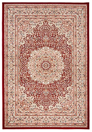 Carpeto Rugs Orientalischer Traditioneller Teppich mit Blumen - Kurzflor - Weich Teppich für Wohnzimmer, Schlafzimmer, Esszimmer - ÖKO-TEX Wohnzimmerteppich - Teppiche - Rot weinrot - 160 x 230 cm