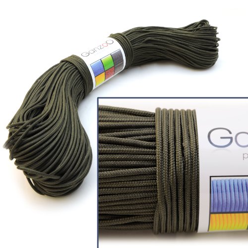 Universell einsetzbares Survival-Seil aus reißfestem Parachute Cord/Paracord (Kernmantel-Seil aus Nylon), 3 Kernfäden, Gesamtlänge 100 Meter, Stärke: 2mm, Farbe: olivgrün - Marke Ganzoo