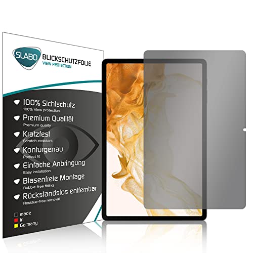 Slabo Blickschutzfolie kompatibel mit Samsung Galaxy Tab S8+ | S8 Plus (5G | Wi-Fi) (SM-X806B / SM-X800N) Sichtschutz Displayschutzfolie View Protection Schwarz Privacy