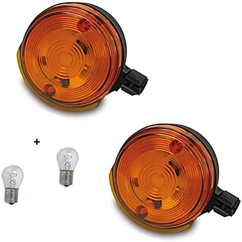 SET: 2x 12V Blinker vorn mit E-Prüfzeichen + 2x Lampe BA15S 21W für Simson S50, S51, S70, SR50, SR80