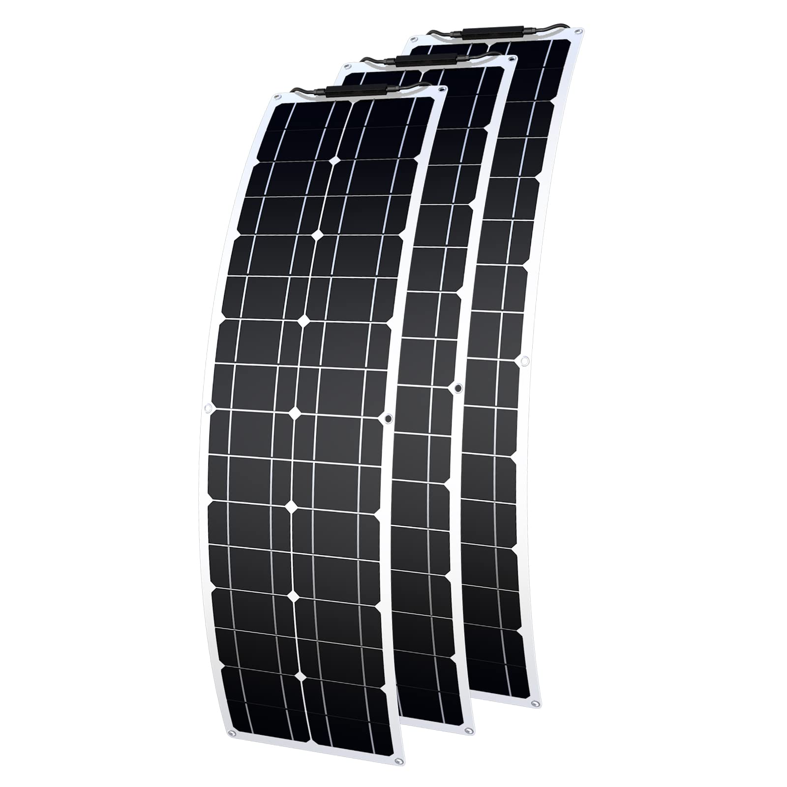 Flexibles Solarpanel 50W 12V Flexibles Solarpanel Monokristallines 150w Solarladegerät Wasserdichtes und ultradünnes Solarmodul für Wohnmobile, Boote, Häuser und unebene Oberflächen (50 Watt*3)